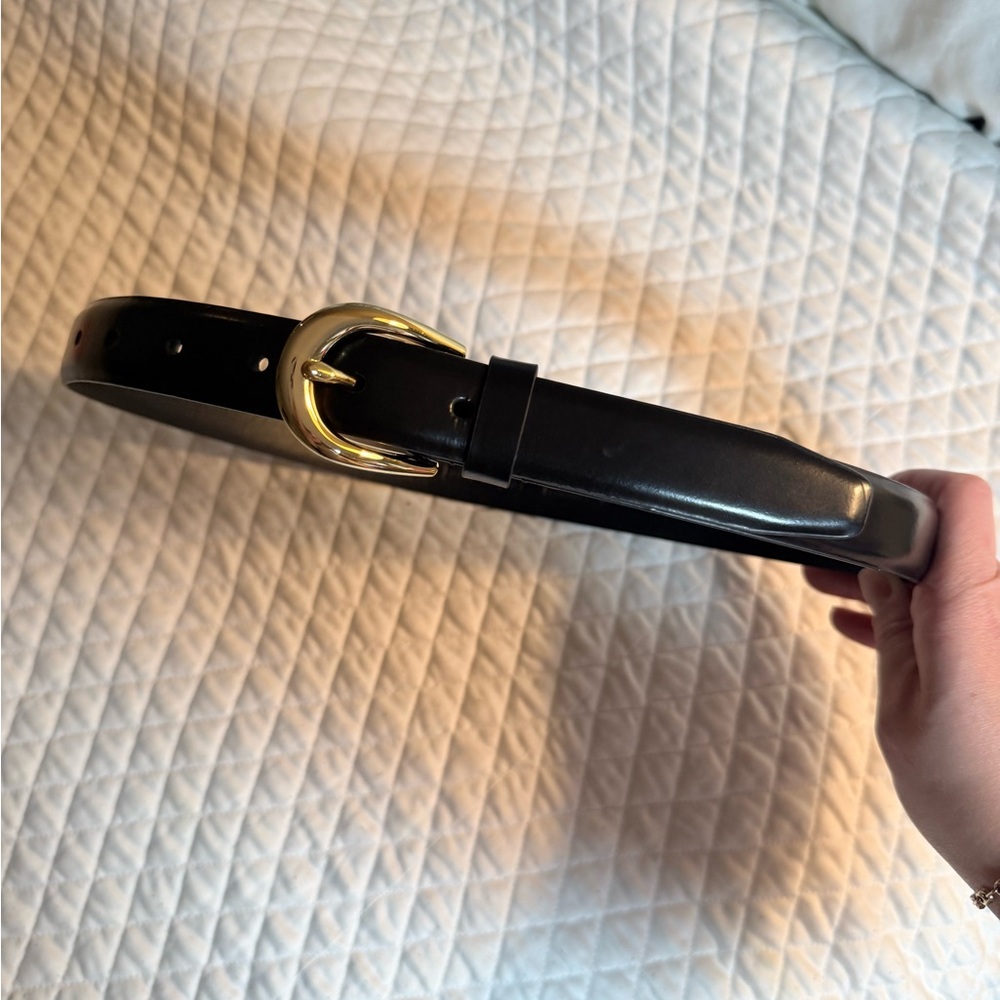 Favorite Daughter Black Leather Belt with Subtle Logo